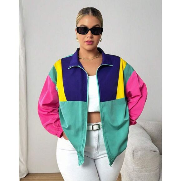 Color Block Windbreaker Jacket - Picture 1 of 9